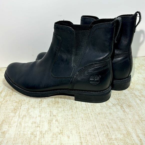 Timberland Ladies "Savin Hill" #8669A Black Leather Pull on Boots - Size 7.5 - Picture 6 of 12